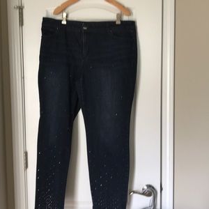 Denim jeans with scattered stones